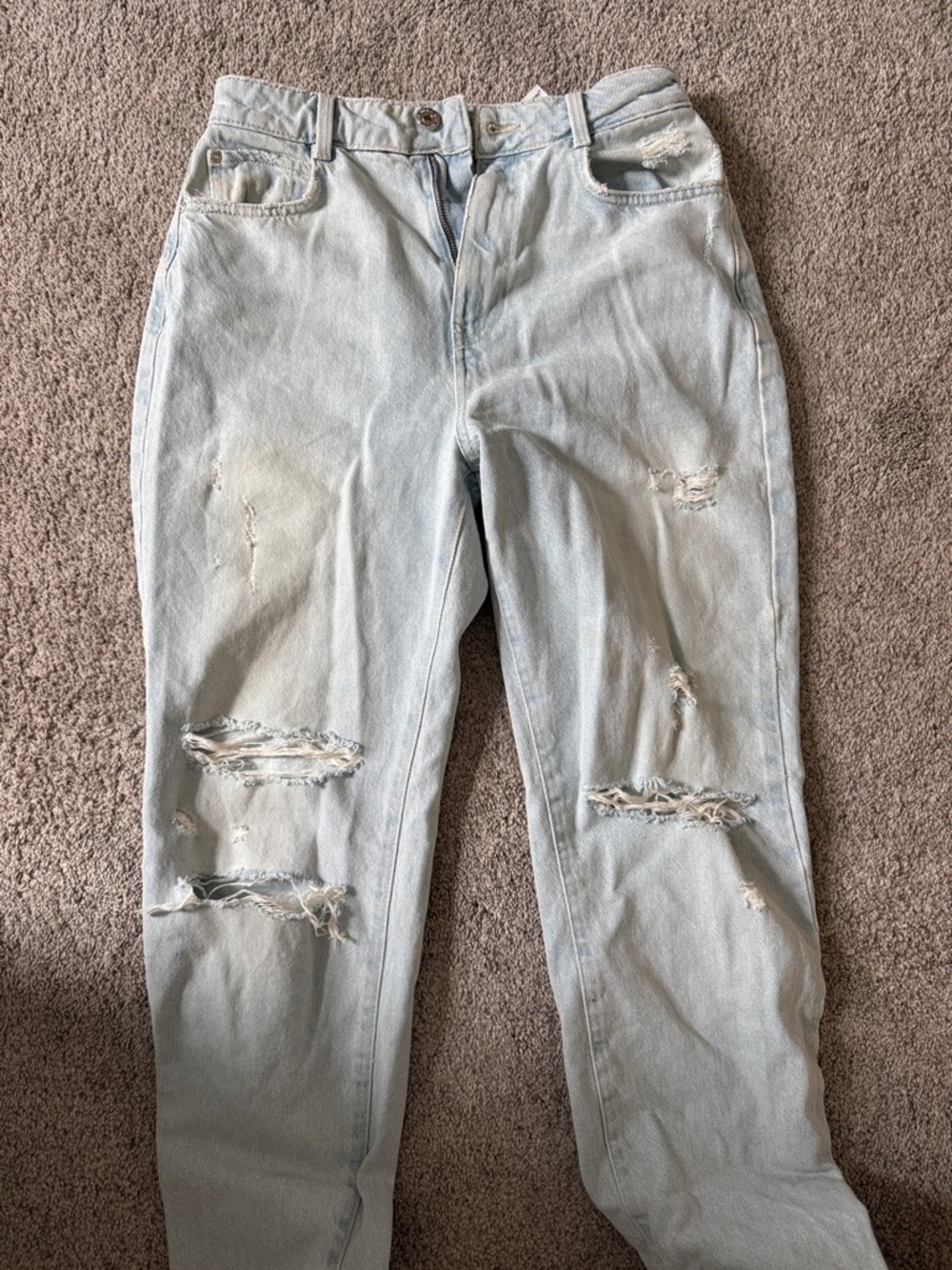 Zara Light Blue Distressed Boyfriend Jeans